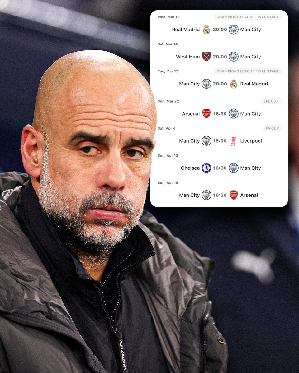 Man City have an incredibly tough run of fixtures coming up 😲