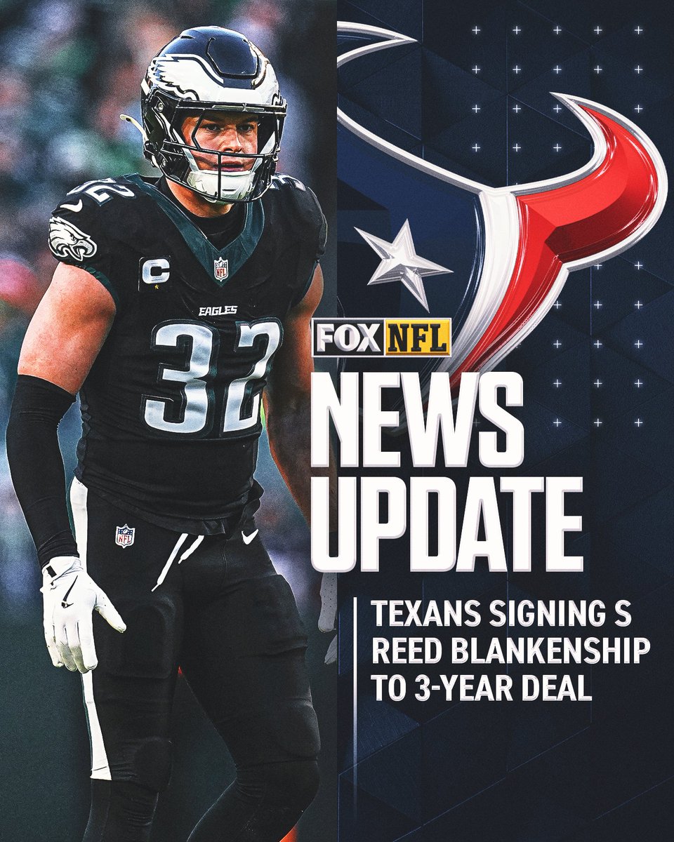 The #Texans are signing S Reed Blankenship to a 3-year, $24.75M deal with $16.5M guaranteed, per multiple reports.