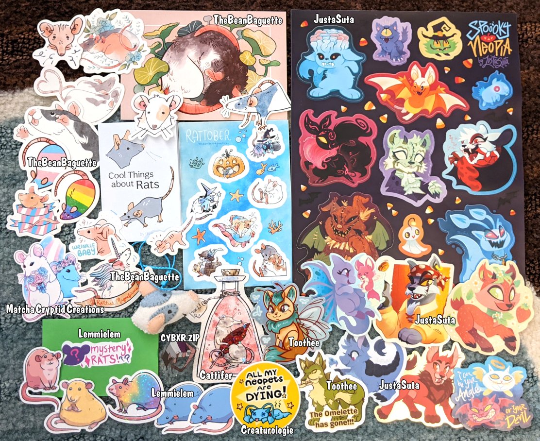 KiRAWRart's tweet photo. #MerchMonday
My massive trade haul from #ECCC26! This is what happens when you shove 400+ artists into the same room.. ๐
It was so wonderful to meet and chat with all of you! ๐ฅฐ
#Merchhaul #eccc #stickers https://t.co/B2xKTtK8qF