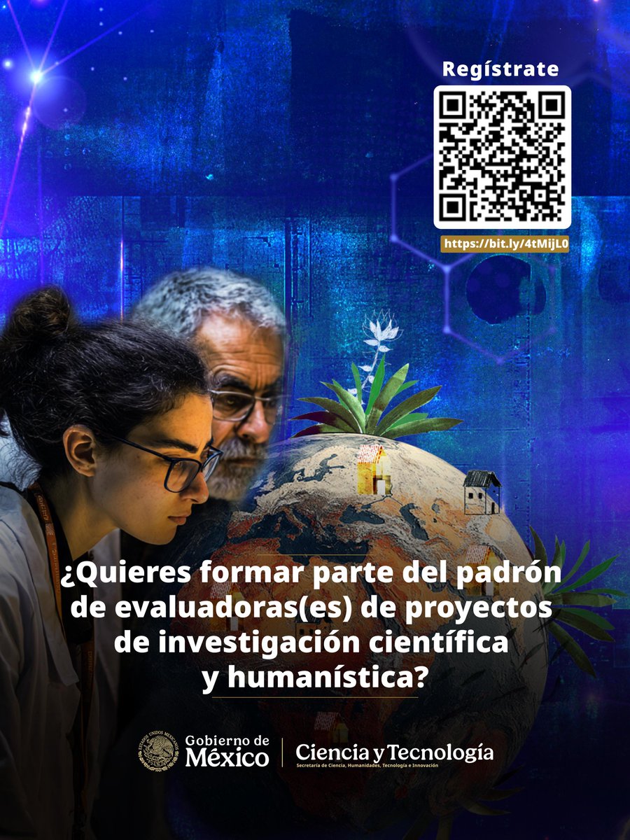 INVITACIÓN | 📙📝 Recuerda que sigue abierto el registro para ser parte del padrón de personas evaluadoras de la #Secihti. Si eres investigador(a) y cumples con los requisitos esta convocatoria es para ti.

➡️Da clic: bit.ly/4tMijL0 

#CienciayTecnología #Humanidades