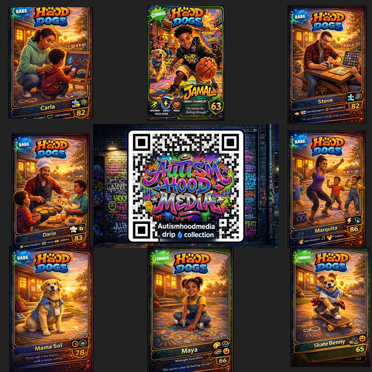 Latest collection of collectibles are live on my drip 💧 channel 

Each card comes with a background origin story.

Scan the QR code in the middle to browse the collection