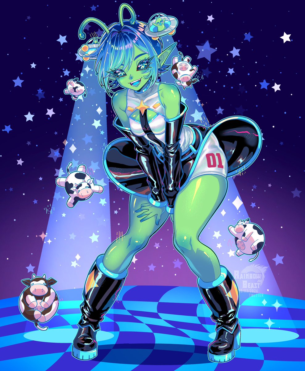 happy Miku day! here’s Alien Miku 🩵👽

#ミクの日2026 #fanart #vocaloid