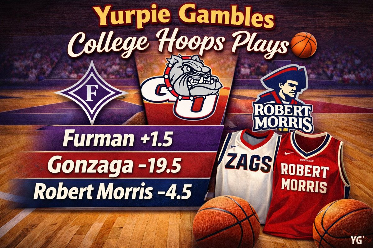 YurpieGambles's tweet image. 🏀 3/9 College Hoops Plays 🏀 

🔒Furman +1.5 
🔒Gonzaga -19.5 
🔒Robert Morris -4.5 

📋Its March. Time for all that ball knowledge to pay off. Let's get it ! Good luck to y'all 

📲Post picks and pick analysis for FREE in Telegram. Link below 👇 
t.me/yurpiegambles