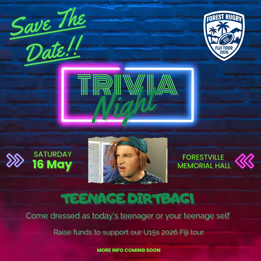 Forest Rugby U15's Trivia Night - Save the date! - mailchi.mp/1404dec7694d/f…