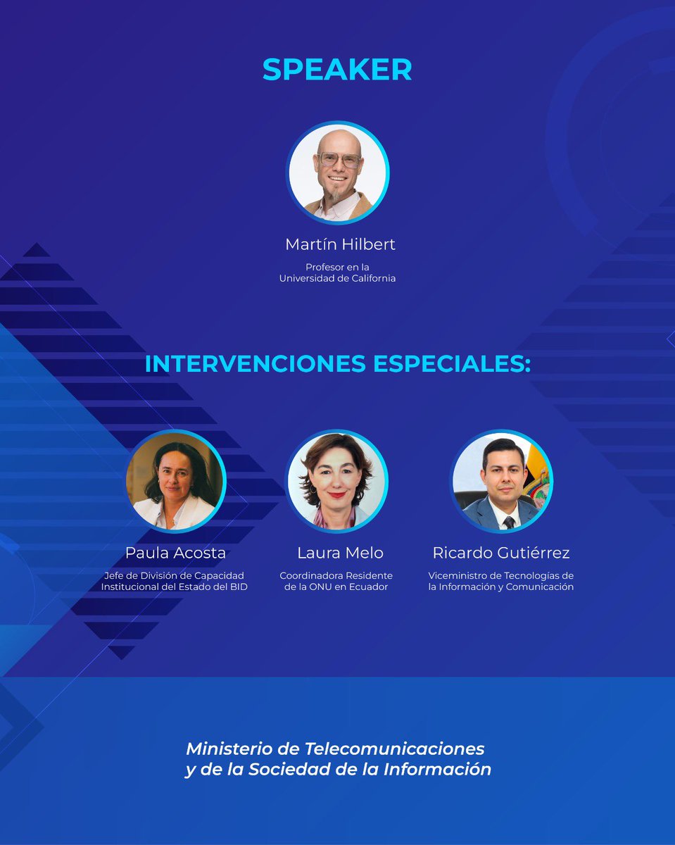 Telecom_Ec's tweet photo. 🚀 La inteligencia artificial ya forma parte del futuro del Ecuador.

Con la participación del ministro @robertokuryec , especialistas internacionales, representantes de la academia y autoridades del país, se desarrollará el evento de presentación de la Estrategia Nacional de Inteligencia Artificial.

👇 Conoce la agenda que se llevará a cabo mañana en este importante encuentro que impulsa el uso ético y responsable de la IA en el país.

#ElNuevoEcuador
