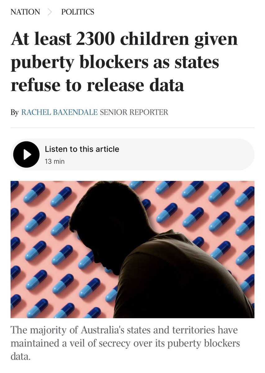 stephbastiaan's tweet photo. 🚨💊 ‘Gender affirming’ drugs, which carry enormous health risks, including infertility, impact on bone density and cognitive function, are being prescribed to minors in a way that makes it impossible for the TGA to monitor their safety and efficacy. 

‼️ “Documents obtained under Freedom of Information reveal the Therapeutic Goods Administration – Australia’s medical safety regulator – is unable to assess the risk-benefit profile of puberty blockers as it does for other medicines.

‼️ “This is both because public gender clinics and the health departments and governments that fund them have chosen not to collate official data about their use, and because the drugs are used “off label” in the treatment of gender dysphoria, meaning they have not been tested for efficacy or safety when used for this purpose.

‼️ “Ironically, this means that while there is significant regulatory oversight when the same drugs are used to treat conditions such as prostate cancer and precocious puberty, no such oversight exists of their use to treat gender dysphoria in children.”

🔗 Read more by @rachelbaxendale in @australian: https://archive.md/v7Orq

#Auspol