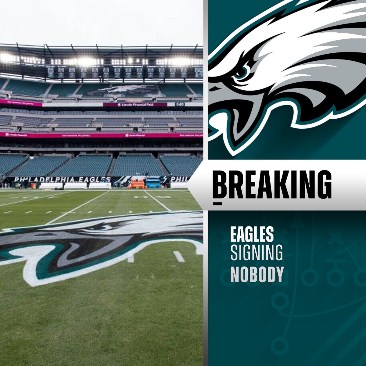 MLFootball's tweet photo. 🚨🚨BREAKING NEWS🚨🚨

The Philadelphia #Eagles are signing NOBODY this free agency.

😳😳😳

Howie Roseman allegedly got the wrong date for when free agency starts. https://t.co/SNfrJW9VLy