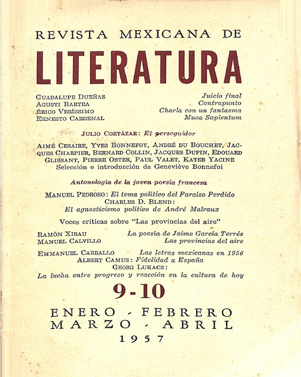 Pendola_RR's tweet image. #SabíasQue
“Fidelidad a España”, de Albert Camus, apareció en el número 9-10 de la 𝘙𝘦𝘷𝘪𝘴𝘵𝘢 𝘔𝘦𝘹𝘪𝘤𝘢𝘯𝘢 𝘥𝘦 𝘓𝘪𝘵𝘦𝘳𝘢𝘵𝘶𝘳𝘢 (enero-abril de 1957), en traducción de Tomás Segovia.