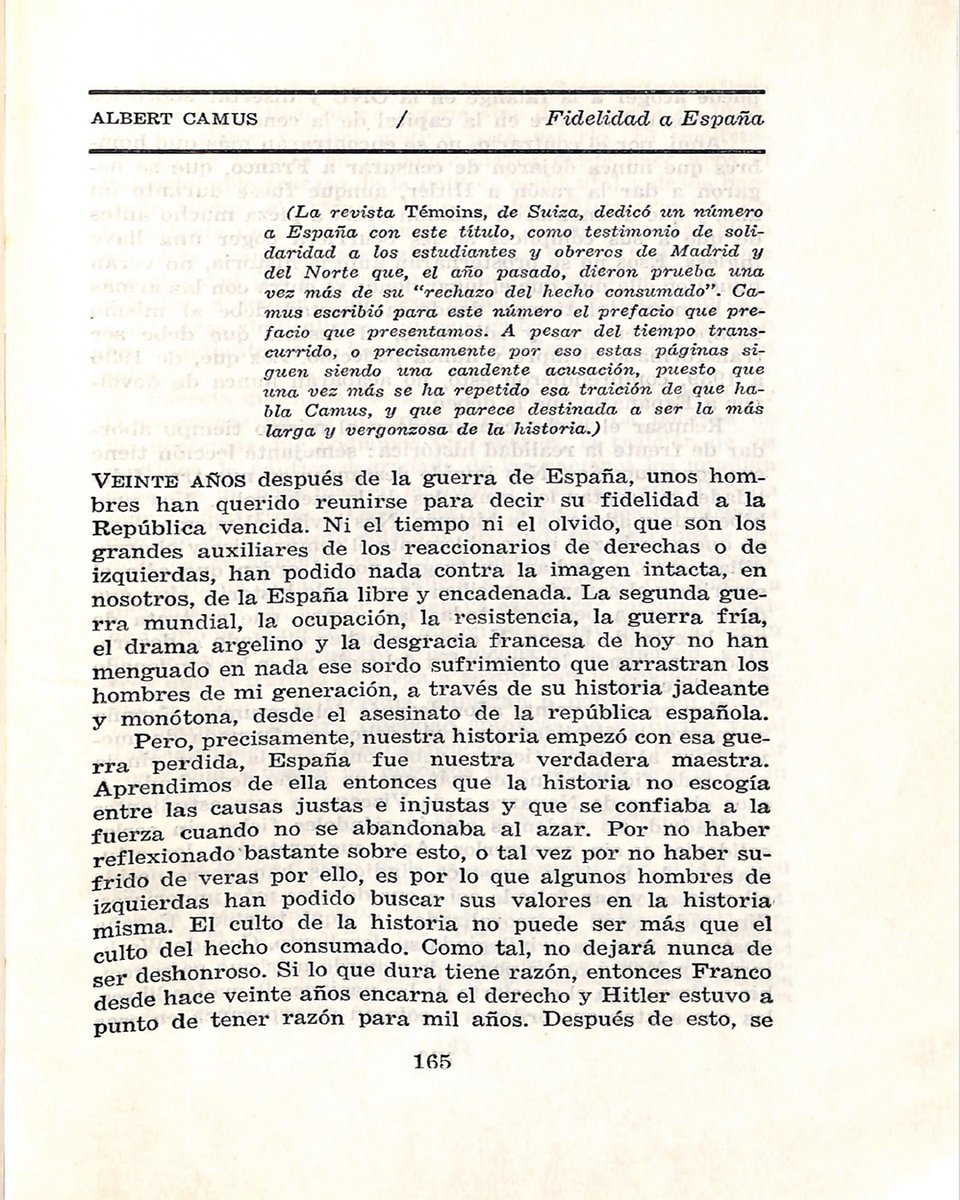 Pendola_RR's tweet image. #SabíasQue
“Fidelidad a España”, de Albert Camus, apareció en el número 9-10 de la 𝘙𝘦𝘷𝘪𝘴𝘵𝘢 𝘔𝘦𝘹𝘪𝘤𝘢𝘯𝘢 𝘥𝘦 𝘓𝘪𝘵𝘦𝘳𝘢𝘵𝘶𝘳𝘢 (enero-abril de 1957), en traducción de Tomás Segovia.