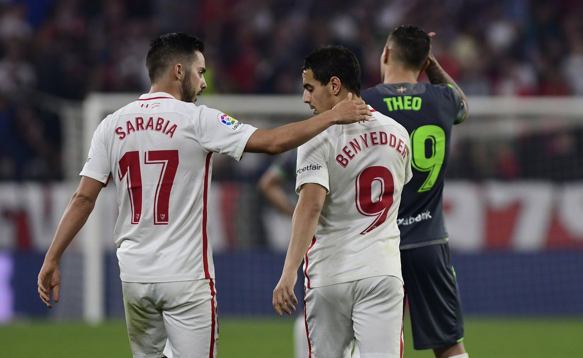 RisqueteStats's tweet photo. 💥 #FlashSevillaFC

🇪🇸 Sarabia-Ben Yedder 🇫🇷

El @SevillaFC llevaba 46 goles en la jornada 27 de LaLiga 2018/19.

Ambos sumaban a esas alturas entre los dos un total de 39 G+A.

➡️ En más de un 80% de los goles alguno de los dos estaba siempre involucrado. https://t.co/l7R28WfinH