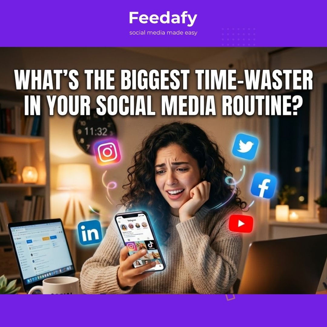 What’s the biggest time-waster in your social media routine? 👇

A) Writing captions
B) Remembering to post
C) Switching between platforms
D) All of the above 😅

Be honest…

If you answered any of the above, it might be time for a better system.

#Feedafy...