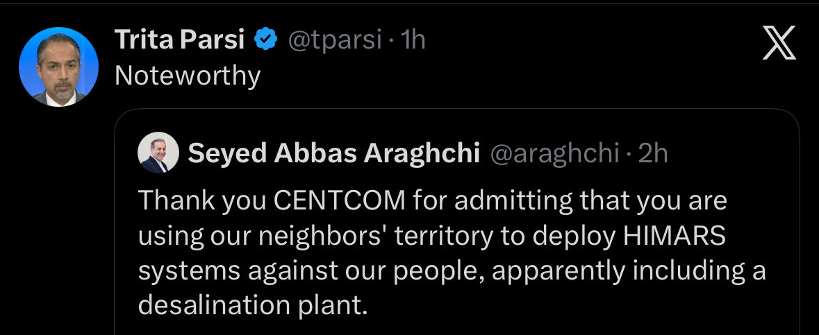 Trita Parsi and the Iranian foreign minister are consistently in lock step, either mirroring or amplifying Tehran’s deceptive diplomacy directly to Americans. Why has <a href="/StateDept/">Department of State</a> not disrupted this malign network? His brother Rouzbeh is in hot water over similar issues in Europe.