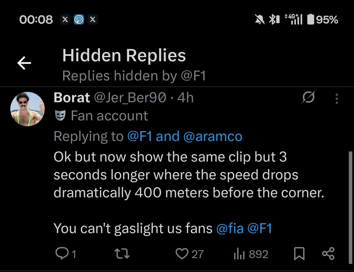 F1 once again censoring genuine feedback from the fans