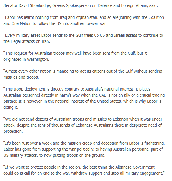 The announcement today from the Albanese Labor Government to send an E-7A Wedgetail aircraft to the Gulf and provide medium-range air-to-air missiles to the UAE shows Australia has been fully dragged into another US forever war.