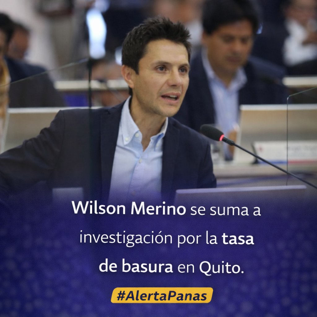 #AlertaPanas
CONCEJAL WILSON MERINO SE SUMA A INVESTIGACIÓN POR COBROS DE LA TASA DE BASURA EN QUITO, <a href="/WilsonMerinoR/">Wilson Merino Rivadeneira</a> anunció que participará en la investigación de la Defensoría del Pueblo sobre la tasa de recolección aplicada en planillas de agua y advirtió posibles