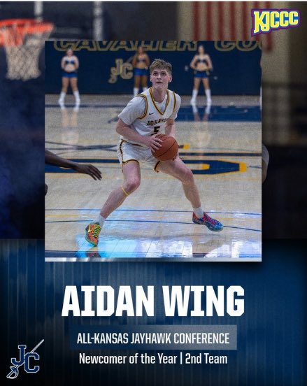 JCCC_CavsMBB's tweet photo. Congratulations to @WingAidan for being named the Newcomer of the Year in the Kansas Jayhawk League &amp; selected as 2nd Team All-Conference performer! 

#CavalierBasketball #GoCavs https://t.co/c2MoX0F6MK