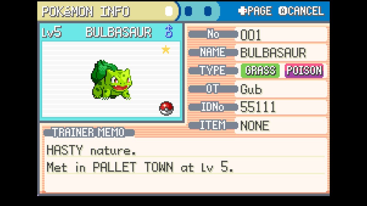 Shiny Bulbasaur in LG after only 1,986 soft resets! My first 1/8,192 odds of the year.