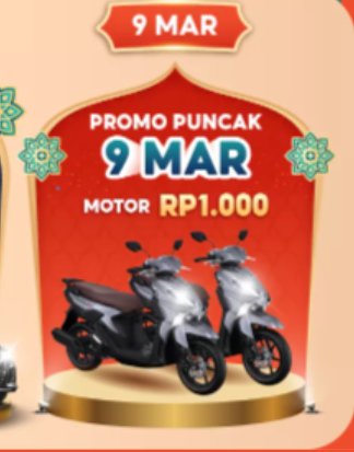 doa dulu sebelum war motor seribu rupiah di promo puncak shopee, siapa tau hari ini lagi hoki #PromoPuncakShopee9Maret