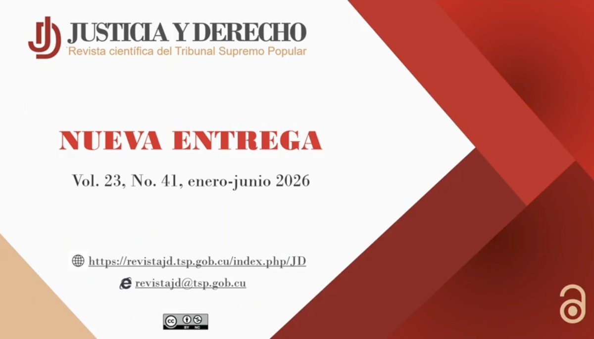 📚¡Conoce sobre los temas abordados en la recientemente publicada edición de la revista Justicia y Derecho, del <a href="/TSupremoCU/">TSupremoCU</a>! 
Aquí tienes el link: tsp.gob.cu/ya-disponible-…
<a href="/Oscar_CubaTSP/">Oscar Silvera Martínez</a>