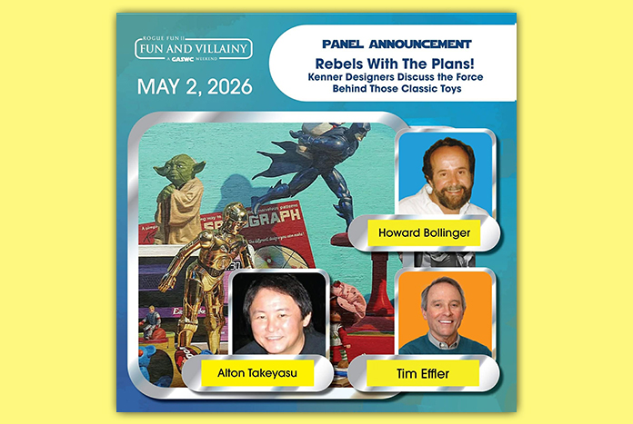 JediNewsNetwork's tweet photo. Kenner Designers Discuss the Force Behind Those Classic Toys at Rogue Fun II: Fun and Villainy on May 2nd - https://t.co/Nh8H9hf5Mc #StarWars #RogueFunII #Kenner #gaswc77 #GASWC #HowardBolinger #TimEffler #AltonTakeyasu https://t.co/NN25oRxitN