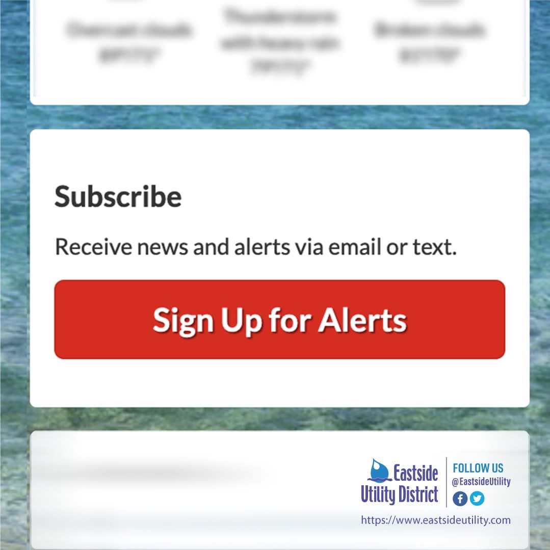 EastsideUtility's tweet photo. Spring storm season is beginning across the TN Valley, making it a good reminder to sign up for #EastsideUtility water alerts. Customers can stay informed about water related emergencies, outages, and repairs that may affect them.

Sign up: https://t.co/GOvVy36qKg https://t.co/ouuOqIRno0