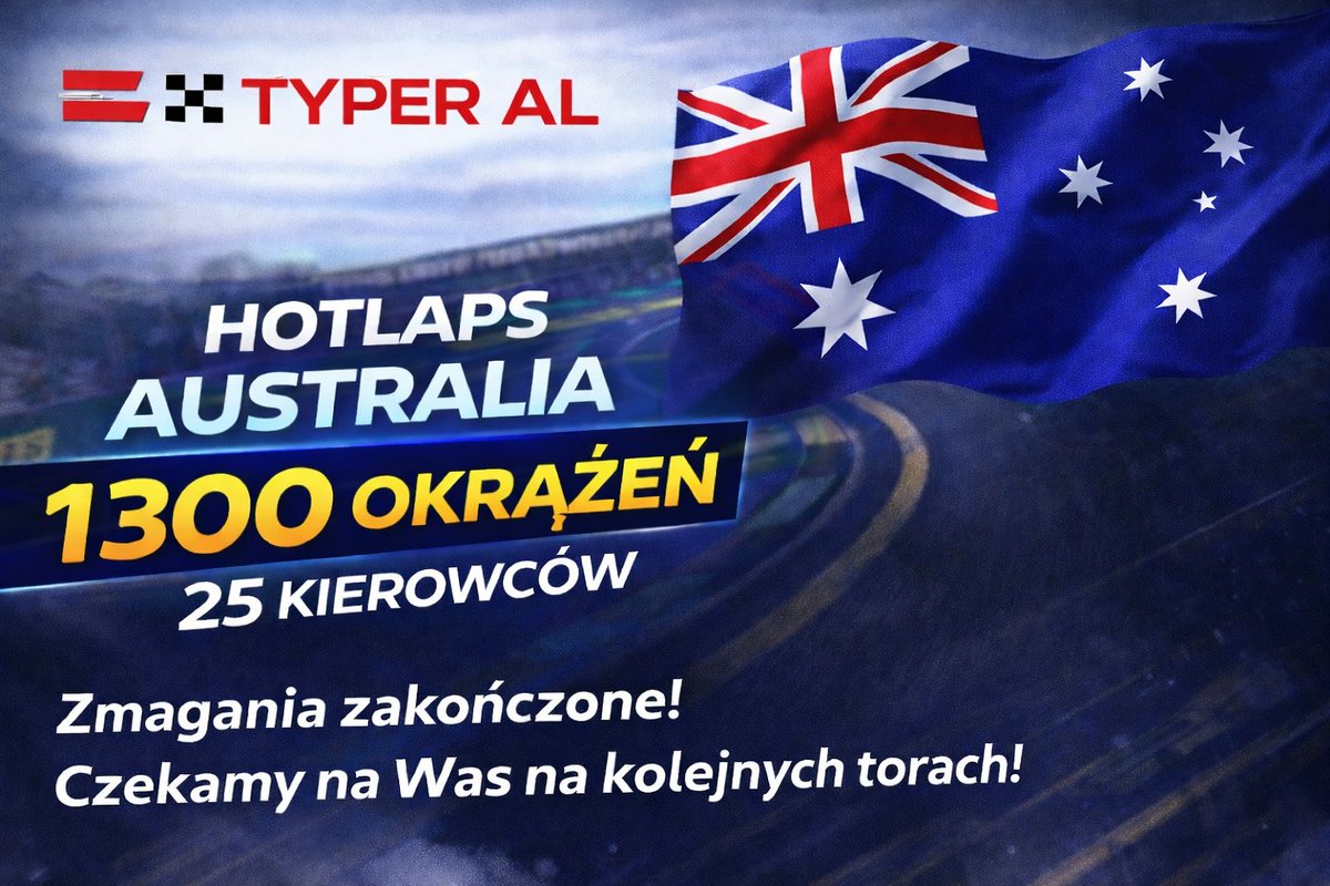 beomir89's tweet photo. 🏁 Hotlaps Australia zakończone! 🇦🇺

25 kierowców wykręciło prawie 1300 okrążeń, a walka o zwycięstwo trwała do ostatnich godzin.
Zwycięski czas padł niecałe 4h przed zamknięciem toru, gdy lider awansował z P2 na P1! 🔥

Czekamy na Wasze czasy 🏎️💨
#F1 #Hotlaps #SimRacing https://t.co/ZGMHzdsSlk