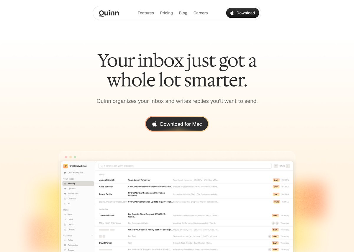 Landing page design in progress