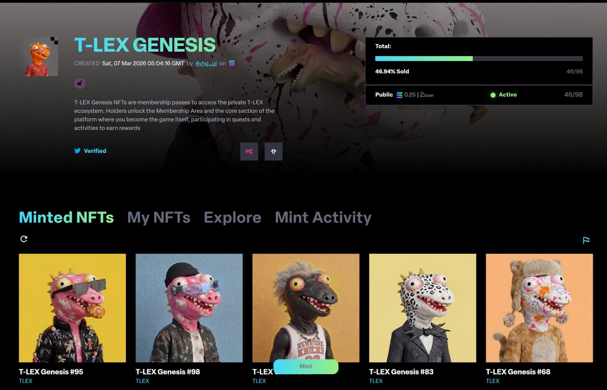 Thanks everyone for trush in T-LEX Project . LOVE YOU 🦖

#NFT #web3 #gaming #CryptoMeme #crypto