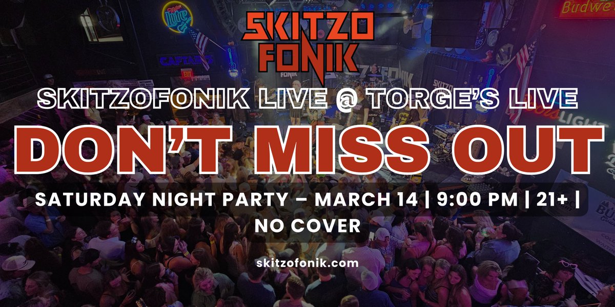 🔥 Austin, MN! SkitzoFonik is LIVE at Torge’s Live this Saturday, March 14 at 9 PM!

EVENT LINK: facebook.com/share/1BgUmZWp…

🎶 Dance hits, crowd favorites &amp; nonstop energy
🔞 21+ | 🚫 NO COVER

#SkitzoFonik #TorgesLive #AustinMN #LiveMusic #DanceNight