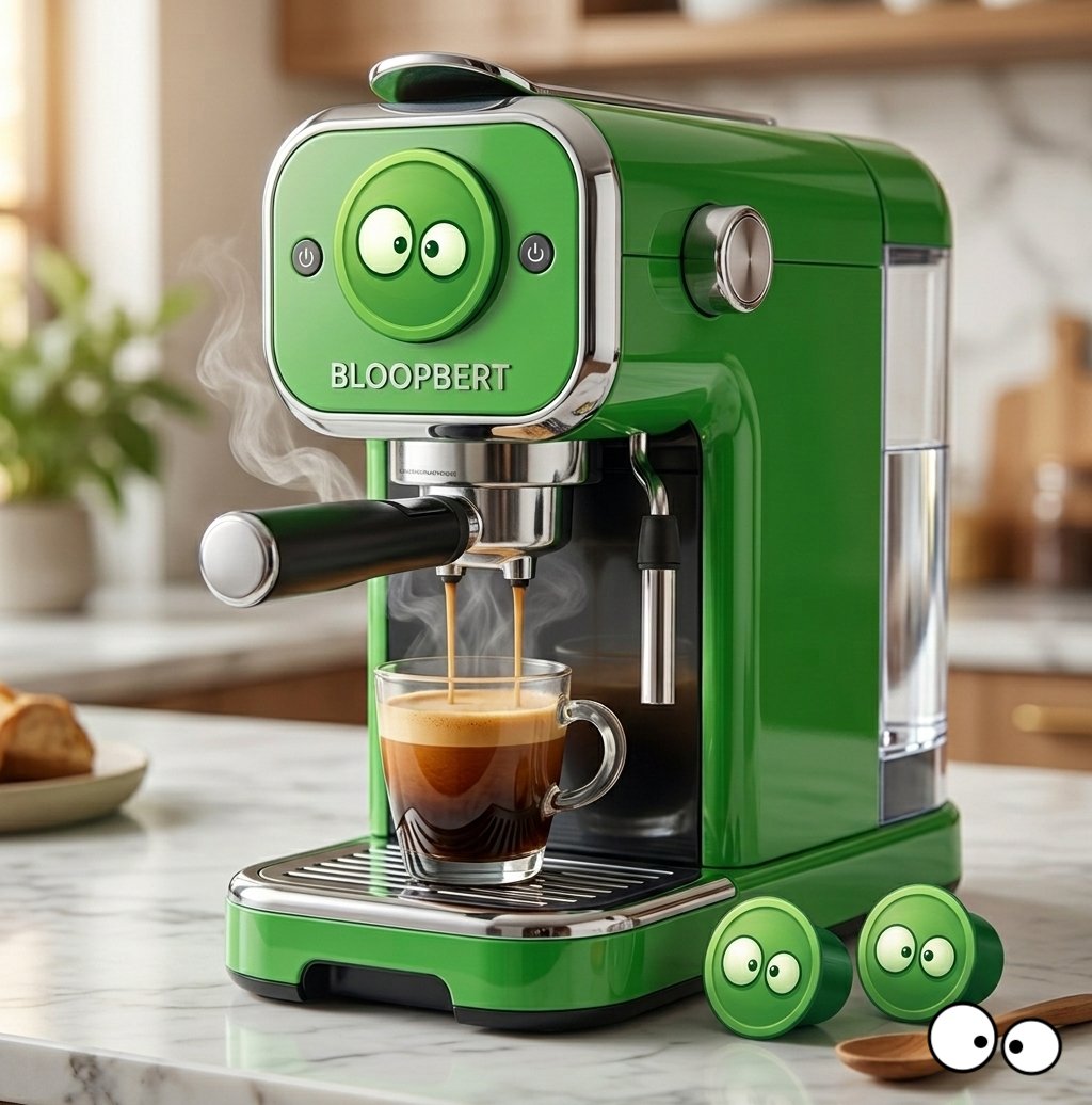BloopbertBase's tweet photo. Good morning - The Bloopbert espresso machine is now available at all major retail stores! ☕️🟢

Elevate your morning routine with the perfect Bloopbert espresso and increase your wealth with #Bloopbert crypto. 🚀📈 #memecoin #Web3 #Crypto https://t.co/phlsZKDybS