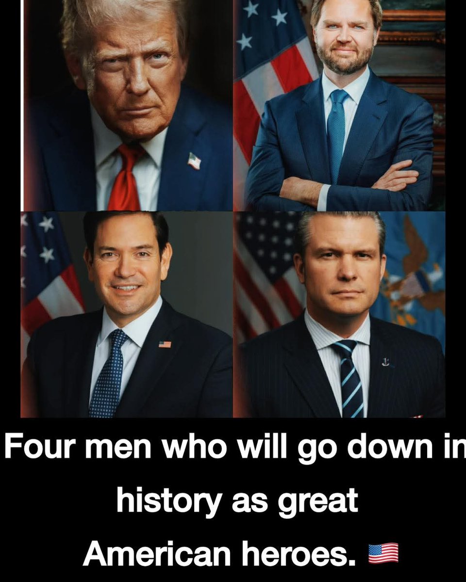 Saw this on Fb from Terrence Williams and couldn't agree more. I am sharing with you all. 

These four men will go down in history as great American heroes. 🇺🇸

Donald Trump — a man the political establishment tried to destroy, yet he rose up, saved America, and changed American