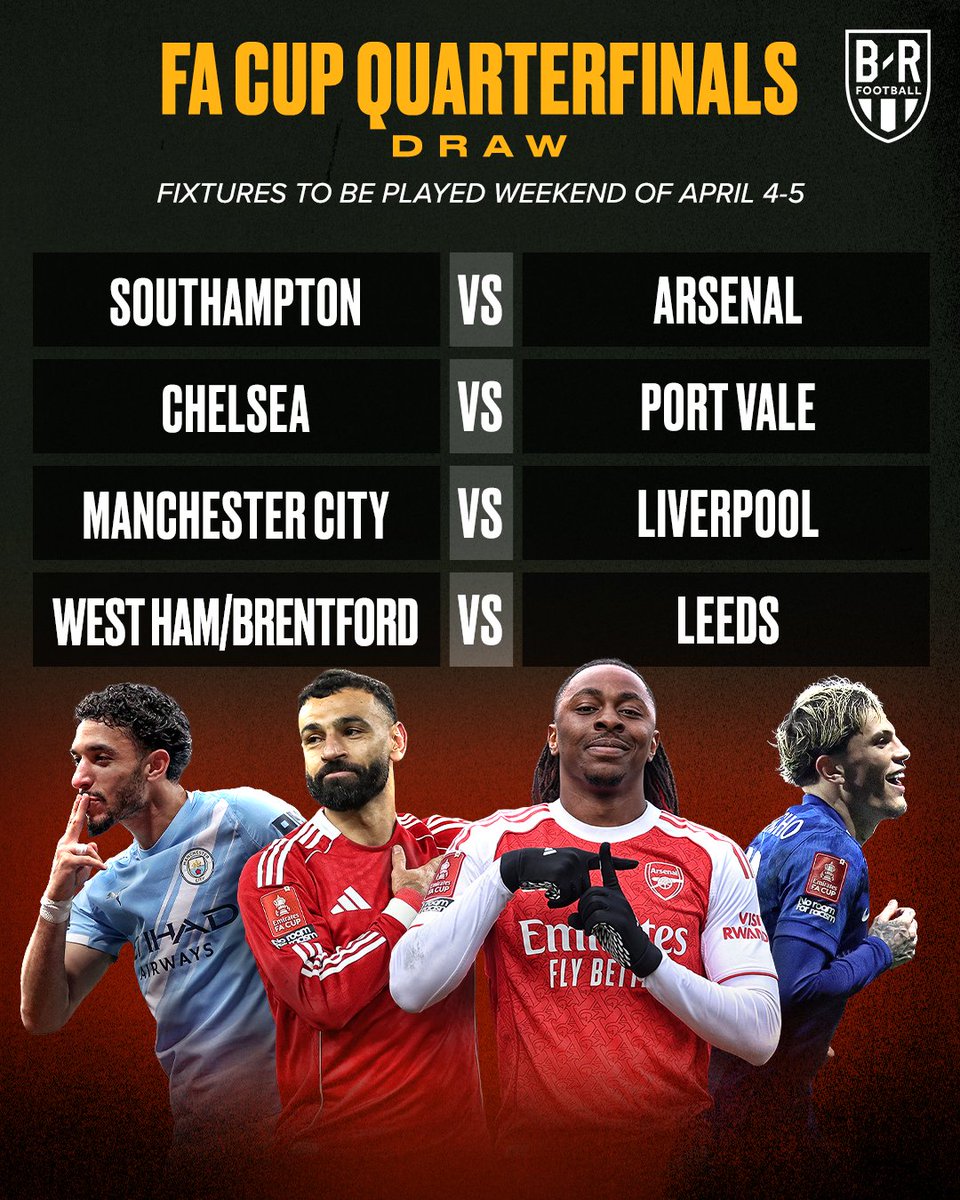 🚨JUST IN: Arsenal bakal ketemu Southampton di babak Quarterfinal FA Cup.

Ada kemungkinan ketemu Man City di final😅