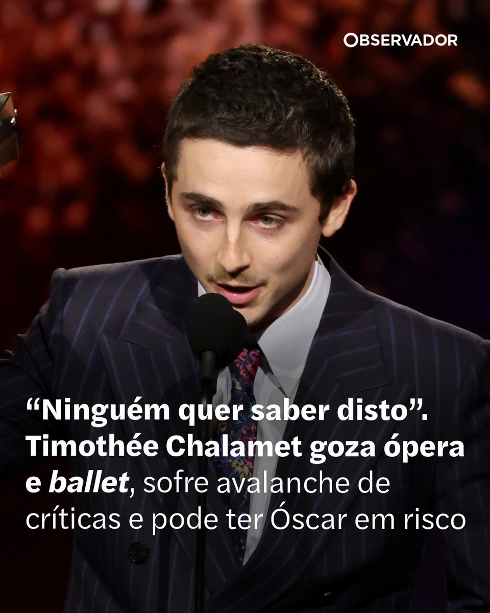 observadorpt's tweet image. Entre risos, durante uma entrevista, Chalamet disse que já ninguém queria saber de ópera e ballet. Em pouco tempo, choveram críticas ao ator que podem ter impacto na corrida aos óscares.

#TimothéeChalamet #Ópera #Ballet #Oscars2026