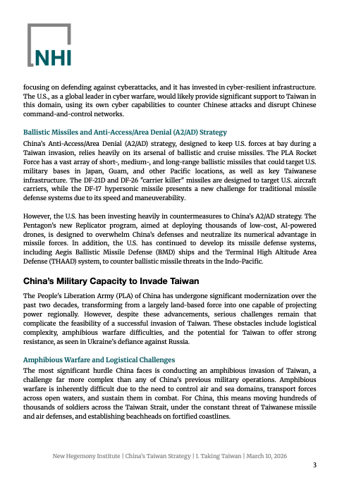 NewHegemony's tweet photo. Briefing: China's Taiwan Strategy
Taking Taiwan: Assessing China’s Capacity for Direct Military Action https://t.co/a2FzMeKxb5