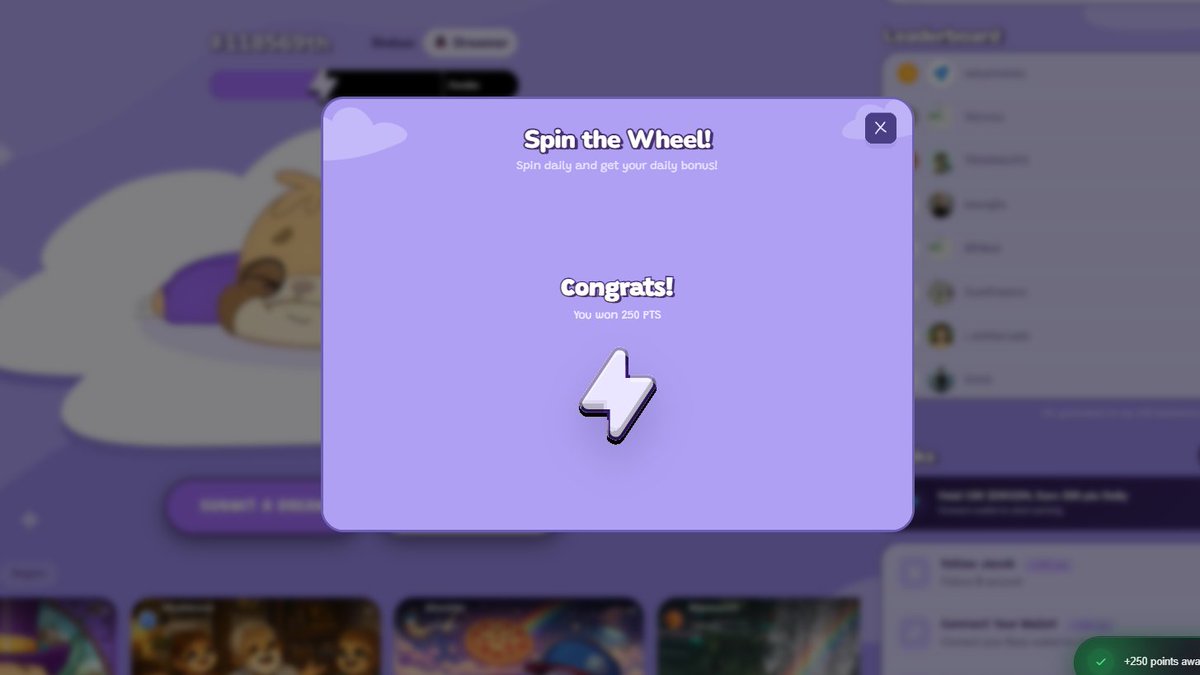 Today I beat my luck and finished the 10-point streak.

I spin the wheel every day and collect points. Finally, we have a chance to win WL.

There are also events on Discord where you can participate and earn points.
<a href="/degentokenbase/">Degen 🎩</a> 

APP: dream.degen.tips/login?ref=ig28…
DC: