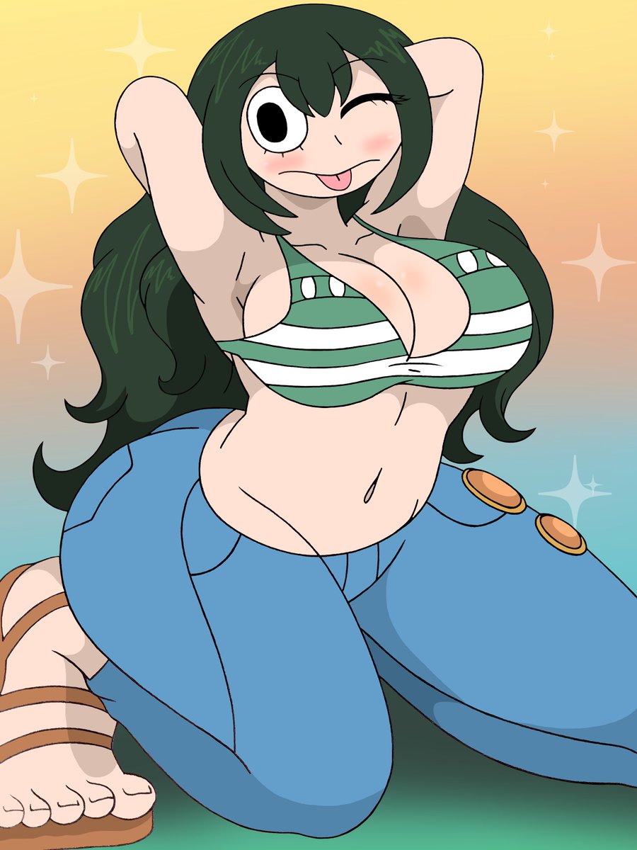 Drew Tsuyu as Nami, or should I say "Tsunami"~😆💚 #tsuyuasui #myheroacademia #nami #onepiece #fanart #CWart