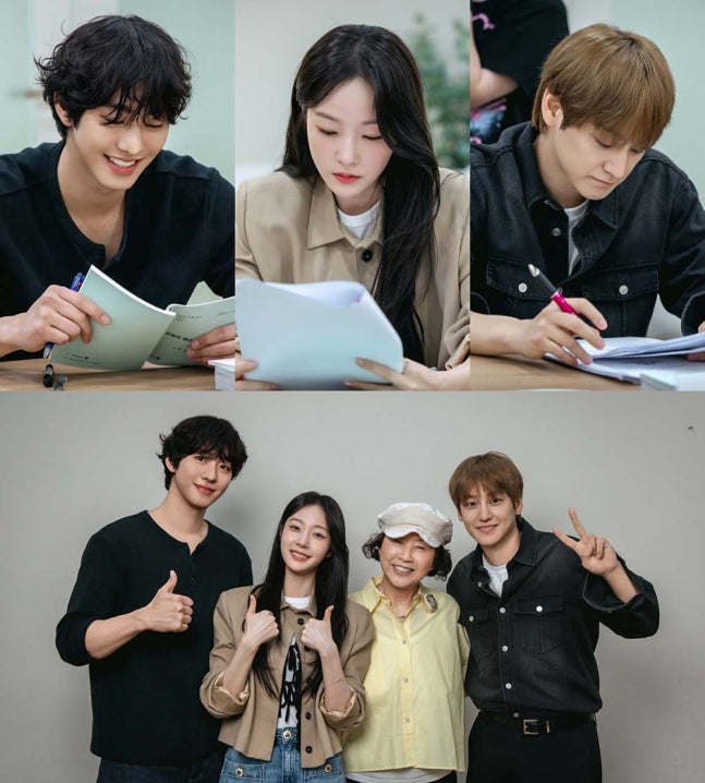 hallyuforums's tweet photo. #AhnHyoSeop, #ChaeWonBin and #KimBum at the script reading of SBS' upcoming romance drama #SoldOutAgainToday!
Synopsis : It is a romantic drama about the day and night entanglement between the perfectionist farmer Matthew Lee and the sell-out show host Dam Ye-jin.
Ahn Hyo-seop, nicknamed "Quail," portrayed the outwardly easygoing nature of Matthew Lee, a young farmer, with a warm gaze that contrasted his prickly tone.
Chae Won-bin, who plays Dam Ye-jin, a show host for a hit home shopping network, whereas Kim Bum, a man of affection, immersed himself in the character of Seo Eric, the executive director of cosmetics company L'Etoile.
#HallyuForums #Hallyu #KDrama