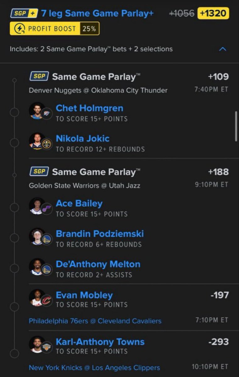 _mia_brown1's tweet photo. 7 Leg NBA Lotto

Good Luck If Tailing🍀

#GamblingTwitter #PrizePicks #sports  #NFL   #Parlay #UnderdogFantasy  #NBA🚀

https://t.co/PKzEWRHUOH https://t.co/kiSNcCbufl