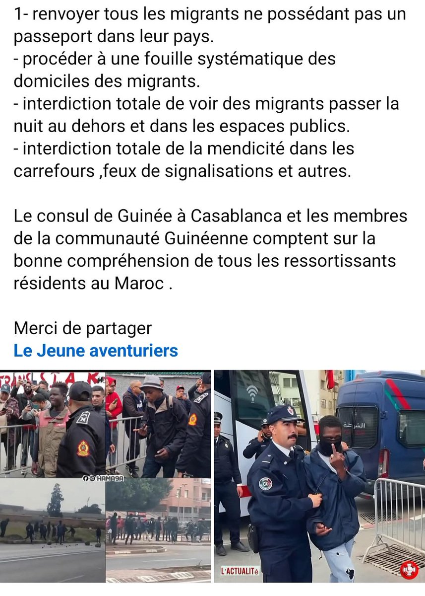 fighterfrommoro's tweet photo. Ne sous estimez pas le povoir des réseaux sociaux🔥💪

Les autorités marocaines ont informé TOUTES AUTORITÉS CONSULAIRES d'afeique subsaharienne que leurs ressortissants clandestins au Maroc seront rappatriés chez eux dès la fin du mois de Ramadan 💪🔥

Continuons la mobilisation https://t.co/2Nh7M639Rv