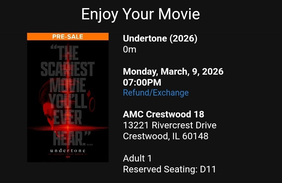 TakeOne_Reviews's tweet photo. #Undertone #AMCStubsAList #AMCTheaters #FandangoFanClub #MovieNight 
#AMCCrestwood #MovieLover #MovieTheaterLover #Fandango https://t.co/1eVtJ4FAMF