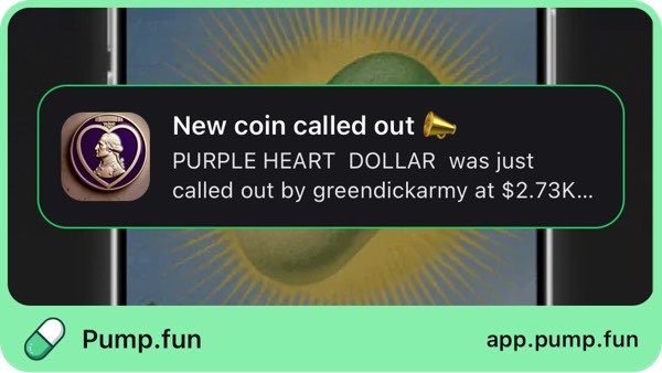 PurpleHeart_sol's tweet photo. Just called out PURPLE HEART  DOLLAR  at $2.73K mcap. Follow me on https://t.co/x3rnOQa53q app to get instant alerts: https://t.co/24e11SIaSv https://t.co/FCAnwCRR09