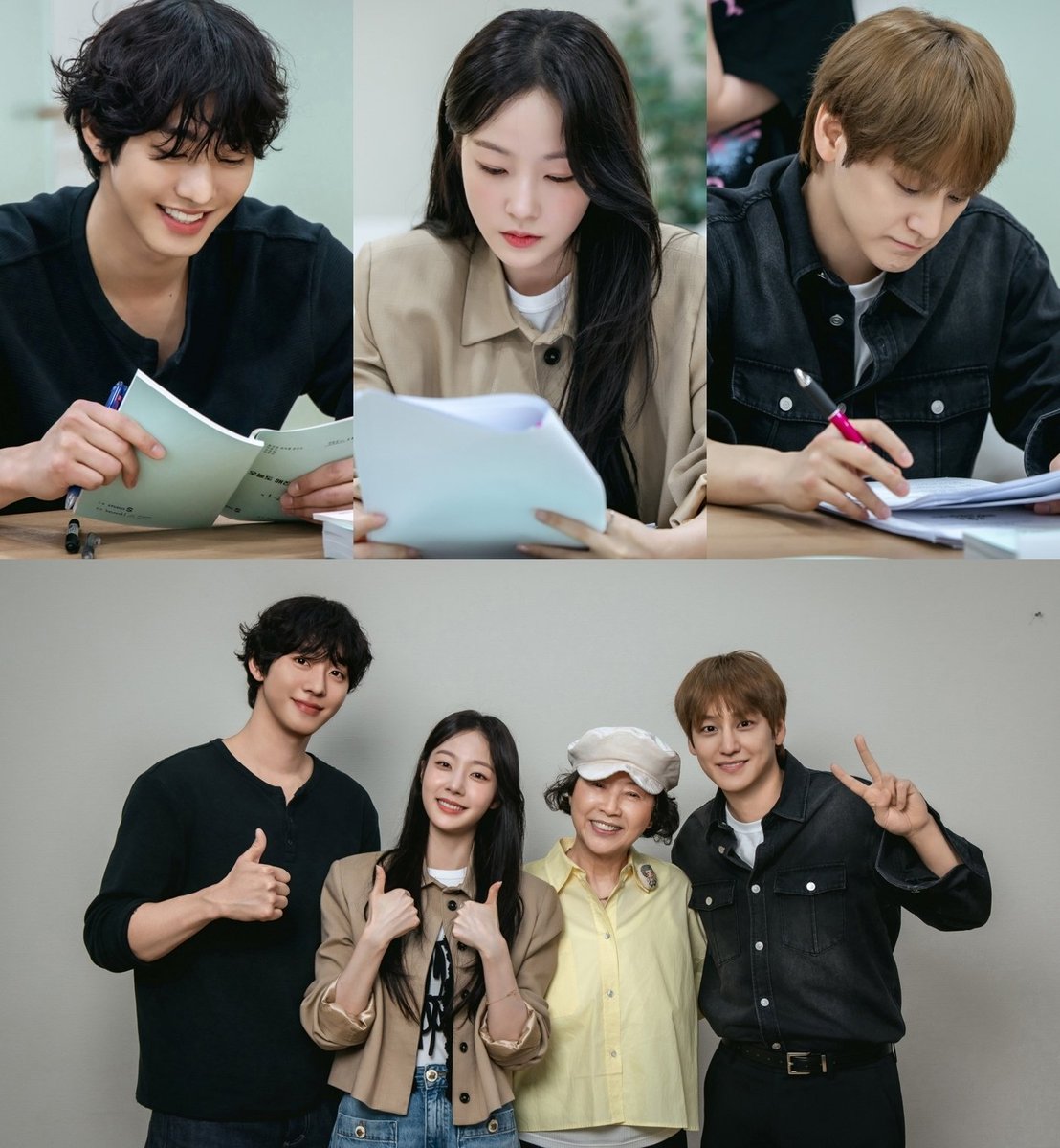 daheeverse's tweet photo. Upcoming SBS romcom drama <#SoldOutOnYou> script reading pics 📸
First broadcast on April 22 🤍
#오늘도매진했습니다 #ChaeWonBin #AhnHyoSeop #KimBum #GoDooShim https://t.co/tn373BnGa9
