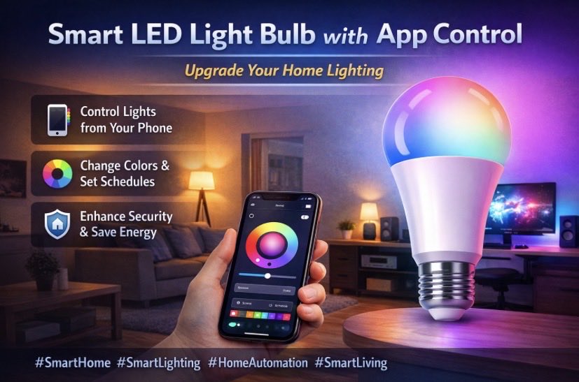 econex23's tweet photo. Ready to upgrade your home lighting? 💡 Discover how a Smart LED Light Bulb with App Control lets you change colors, set schedules, and control lights from your phone anywhere.👉🏻 https://t.co/tEvG7ANcbp

#SmartHome #SmartLighting #LEDLightBulb #HomeAutomation #TechForHome https://t.co/XuXb0BSggC