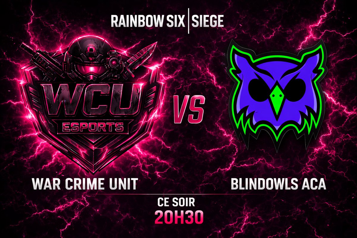 WCUesport's tweet photo. 4eme match de notre équipe R6 en @PHANTOM_LEAGUE 🏆 

Ce soir 20h30 contre @BlindOwlsGG 

LINE UP 💥
•@WarnR6S 
•@INxcturne_ 
•@dimeh_prs
•@CriminalZZ91  
•@NEY0X_ 
 
Donnez de la force à nos joueurs pour leur match ! ❤️🩷

#WCUWIN https://t.co/AC90a8ScDs