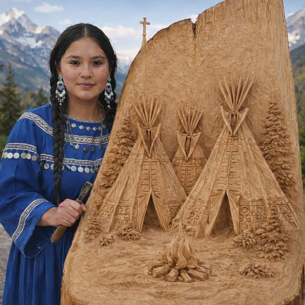 native_soul_ame's tweet image. Your opinion on her outstanding wood carving craftsmanship is valued. Would you kindly rate her work from 0 to 10 in the comments?  #indigenous