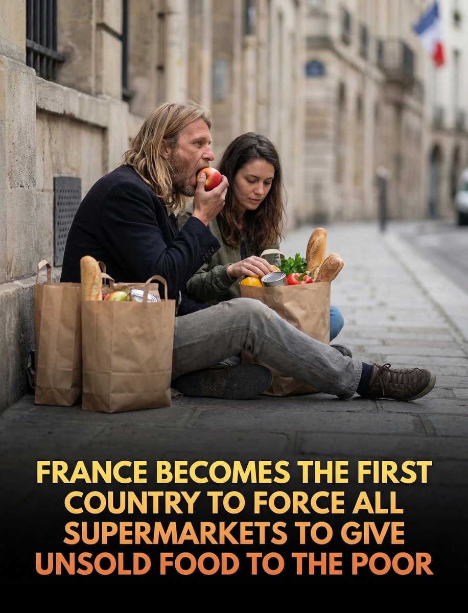 Supermarket waste is now a crime in France.

Strict donation laws are transforming surplus groceries into life-saving meals for the vulnerable.

In a pioneering move to combat food waste and hunger, France has implemented a landmark law requiring large supermarkets to donate