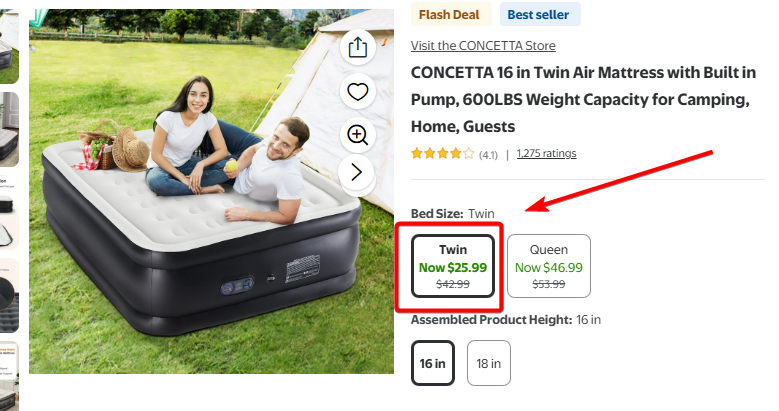 Pricerrors's tweet photo. $25 TWIN 16INCH AIR MATTRESS @ WALMART

Retails $43 at other retail stores. Built-in pump!

Take it from experience, this fits 2 comfortably.

https://t.co/SjUHa1x6W4 #ad