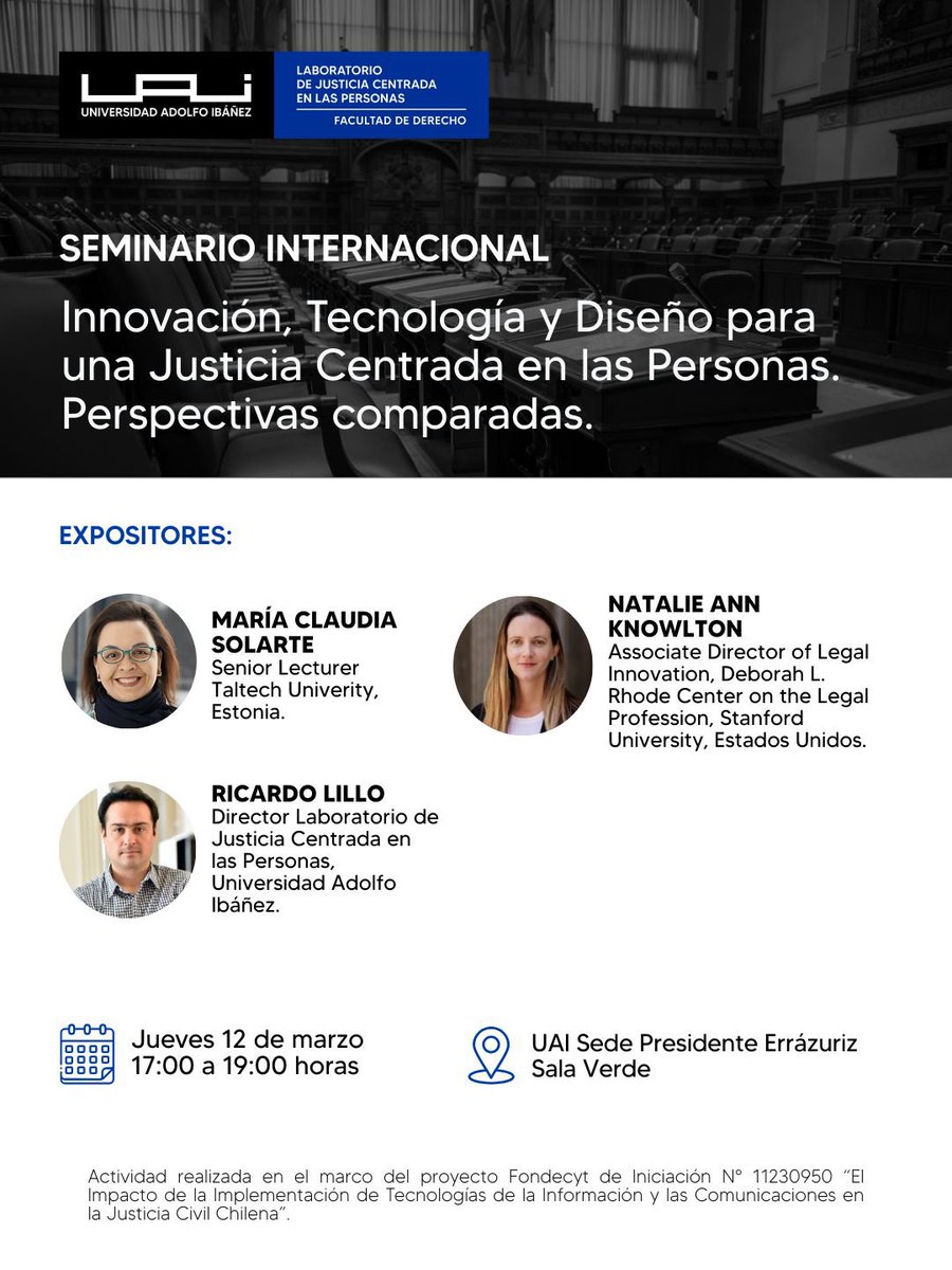 ProcesalRed's tweet photo. 🌐 Seminario Internacional | Innovación, Tecnología y Diseño para una Justicia Centrada en las Personas

📅 Jueves 12 de marzo ⏰ 17:00 a 19:00 hrs 📍 UAI Sede Presidente Errázuriz, Sala Verde https://t.co/qJDn7S6iPO