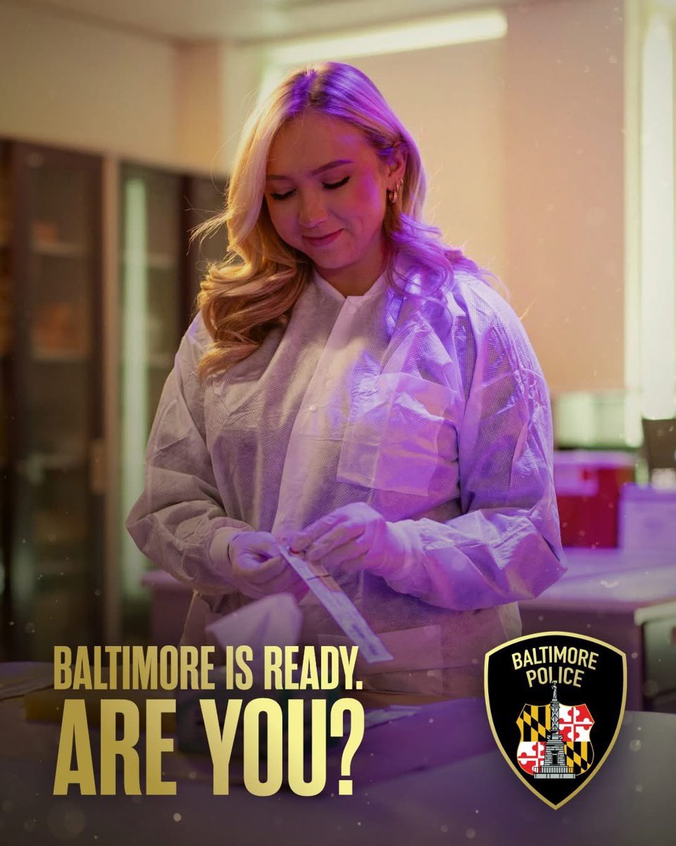 BaltimorePolice's tweet photo. At BPD, your career can evolve in countless directions. From forensics to investigations, we offer specialties that help you grow with purpose. Ready to get started?
💻 https://t.co/IqHcQ4lI9K
#Baltimore #Community #LawEnforcementCareers #JoinBaltimorePD https://t.co/5t3ffNIFyW