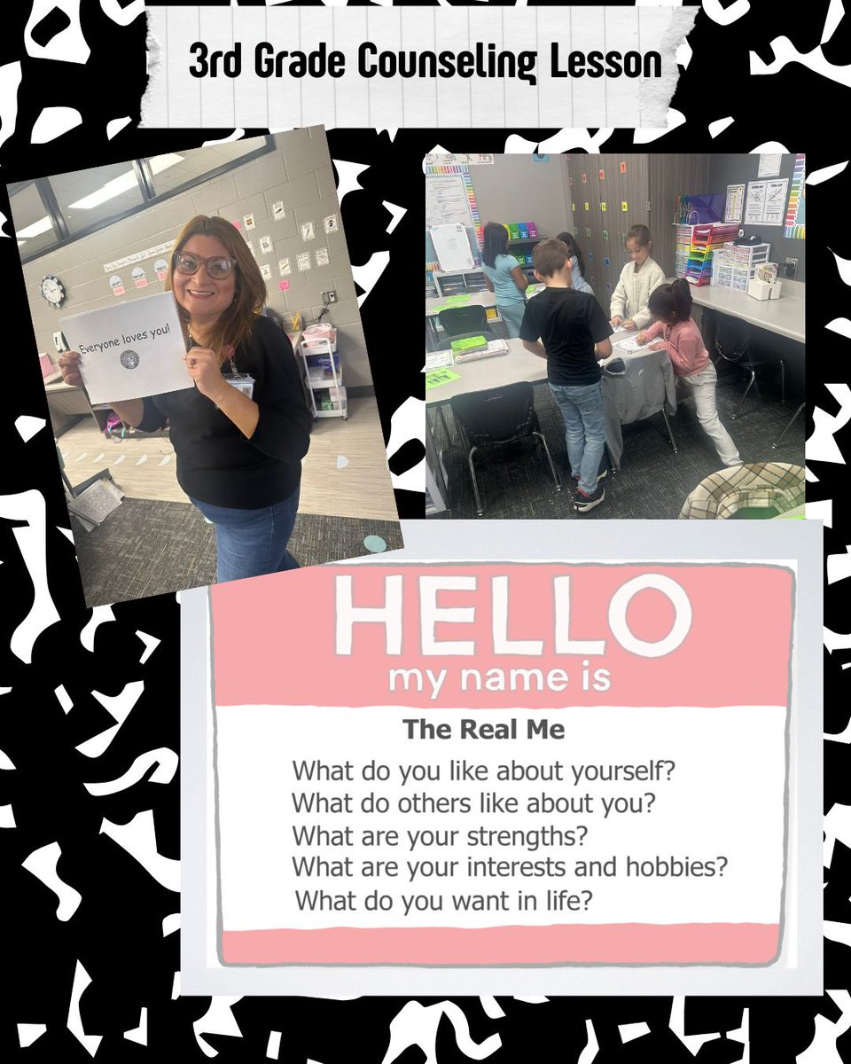 wrightcounselor's tweet photo. Our 3rd graders are discovering "The Real Me"! We practiced peeling negative labels to focus on our true strengths. Through partner interviews and reflection, weโre learning to see the best in ourselves and others. ๐ #SelfLove #cublove #cubpride https://t.co/Fb1fuoPBxp